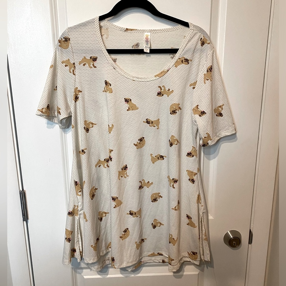 LulaRoe Polka Dot Pug Perfect T T Shirt
